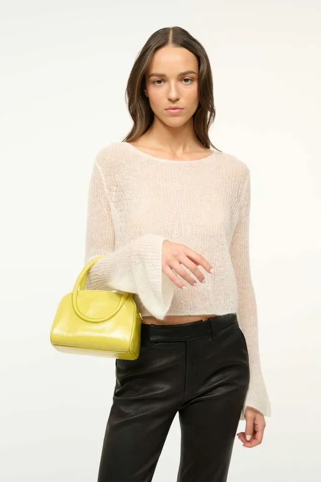 STAUD MAUDE MINI BOWLER BAG Pear Women Clutches and Handhelds STAUD MAUDE MINI BOWLER BAG Pear Women Clutches and Handhelds