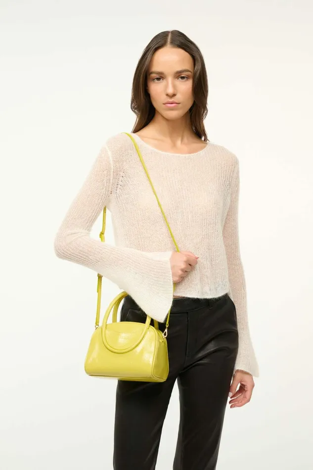 STAUD MAUDE MINI BOWLER BAG Pear Women Clutches and Handhelds STAUD MAUDE MINI BOWLER BAG Pear Women Clutches and Handhelds