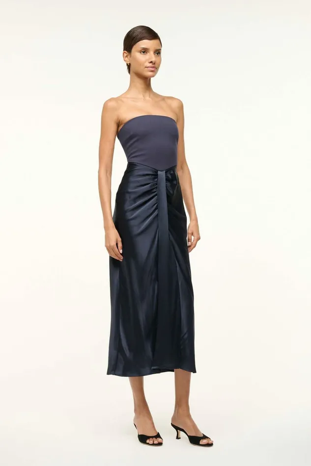 STAUD MIDI WAYFARING DRESS Navy Women Dresses STAUD MIDI WAYFARING DRESS Navy Women Dresses