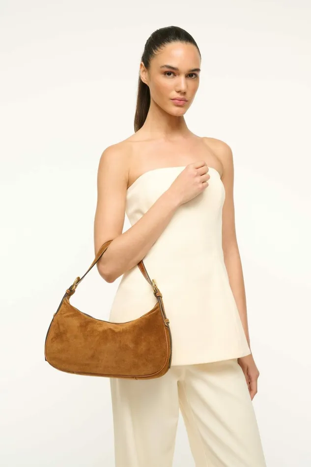 STAUD PINE SHOULDER BAG Tan Suede Women Shoulder STAUD PINE SHOULDER BAG Tan Suede Women Shoulder