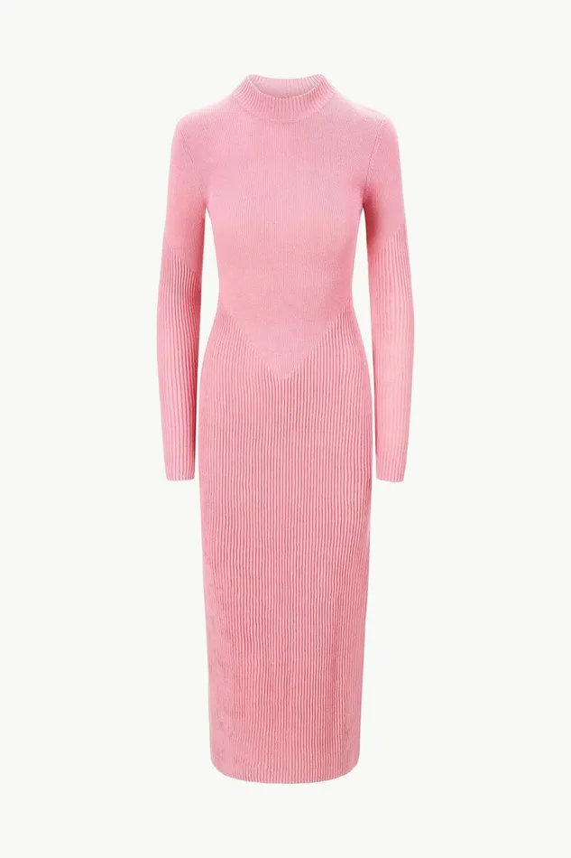 STAUD RAMONA DRESS Damask Pink Women The Knit Shop STAUD RAMONA DRESS Damask Pink Women The Knit Shop