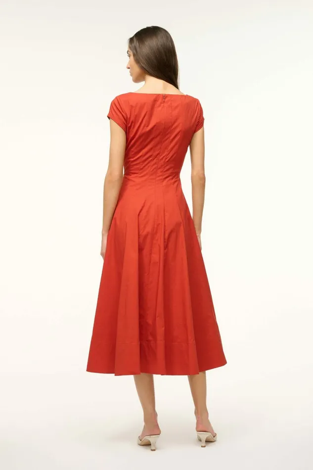 STAUD SHORT SLEEVE WELLS DRESS Rust Women Dresses STAUD SHORT SLEEVE WELLS DRESS Rust Women Dresses