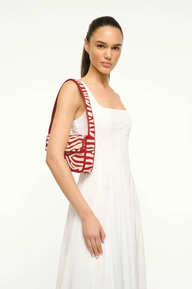STAUD TOMMY BEADED BAG Scarlet White Women Shoulder STAUD TOMMY BEADED BAG Scarlet White Women Shoulder
