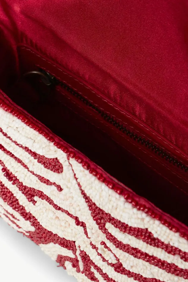 STAUD TOMMY BEADED BAG Scarlet White Women Shoulder STAUD TOMMY BEADED BAG Scarlet White Women Shoulder