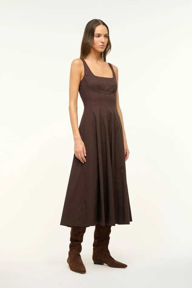 STAUD WELLS DRESS Earth Women Dresses STAUD WELLS DRESS Earth Women Dresses