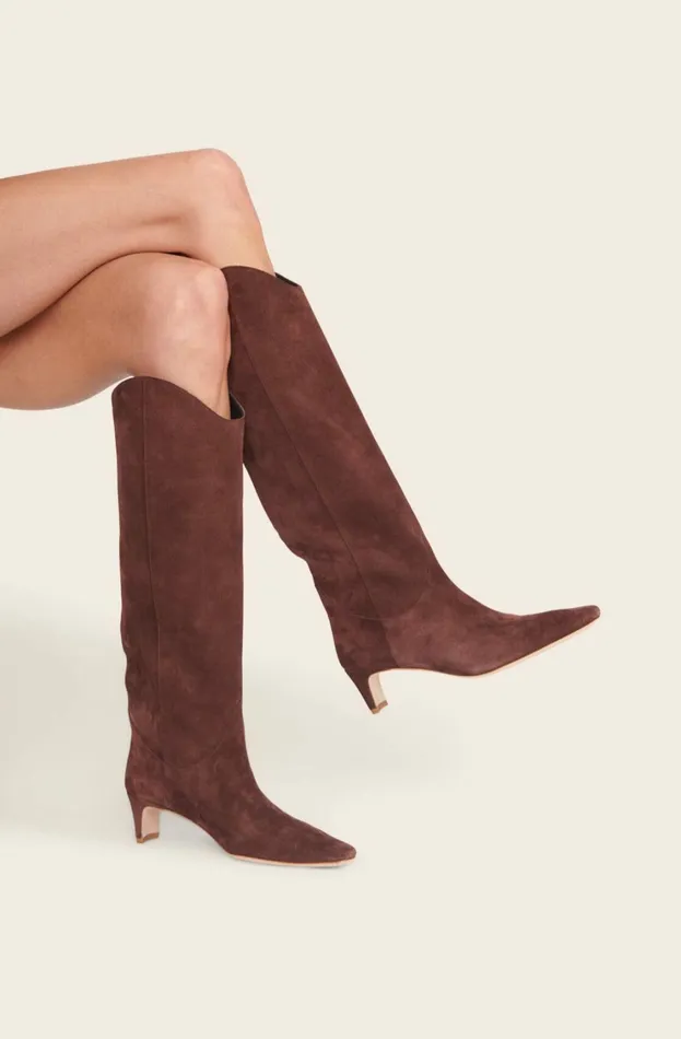 STAUD WESTERN WALLY BOOT Mahogany Suede Women Boots STAUD WESTERN WALLY BOOT Mahogany Suede Women Boots