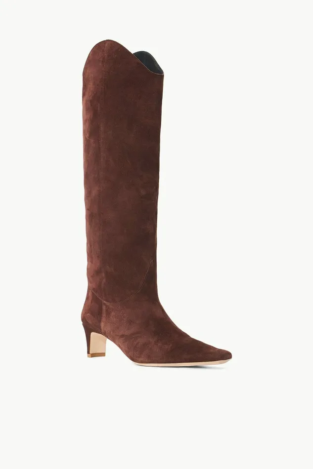 STAUD WESTERN WALLY BOOT Mahogany Suede Women Boots STAUD WESTERN WALLY BOOT Mahogany Suede Women Boots