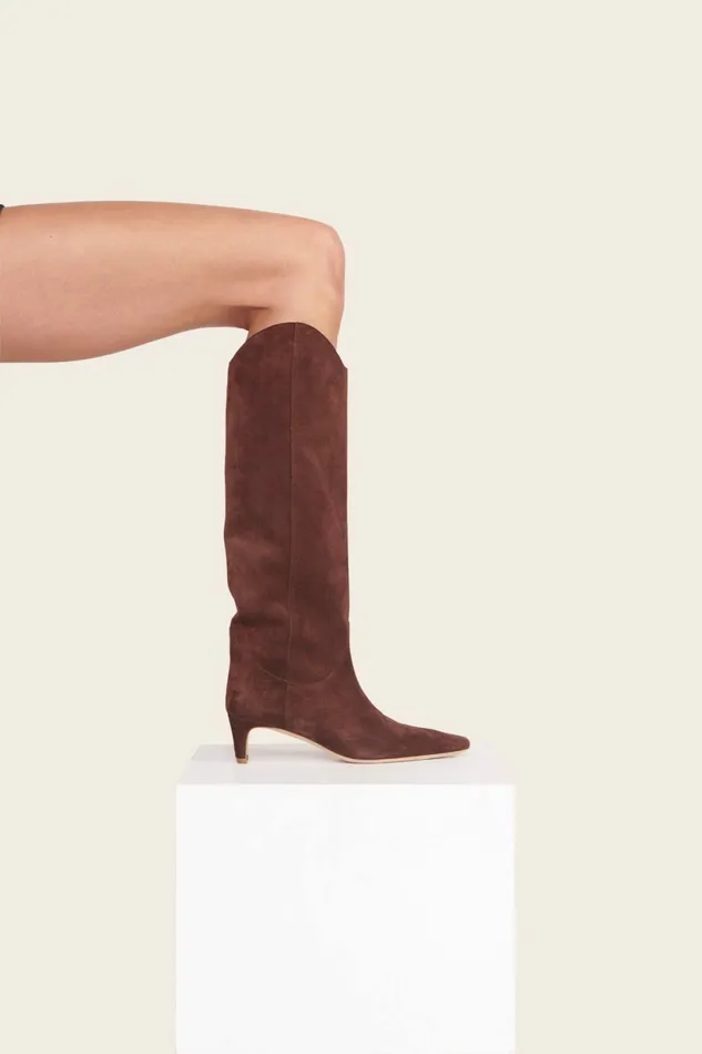 STAUD WESTERN WALLY BOOT Mahogany Suede Women Boots STAUD WESTERN WALLY BOOT Mahogany Suede Women Boots