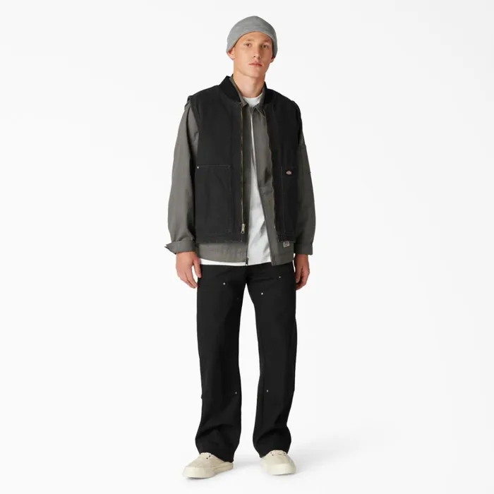 Stonewashed Duck High Pile Fleece Lined Vest Stonewashed Black Stonewashed Black sbk Men Dickies Vests Stonewashed Duck High Pile Fleece Lined Vest Stonewashed Black Stonewashed Black sbk Men Dickies Vests