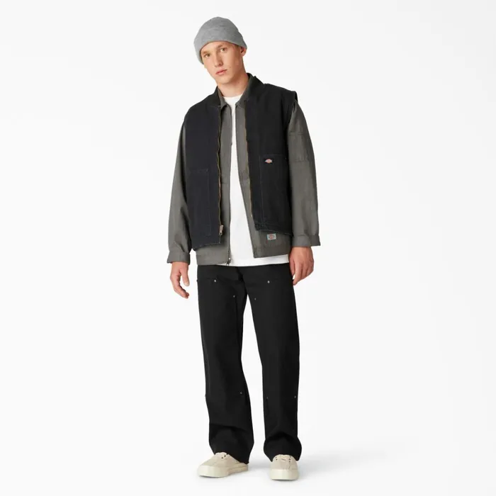 Stonewashed Duck High Pile Fleece Lined Vest Stonewashed Black Stonewashed Black sbk Men Dickies Vests Stonewashed Duck High Pile Fleece Lined Vest Stonewashed Black Stonewashed Black sbk Men Dickies Vests