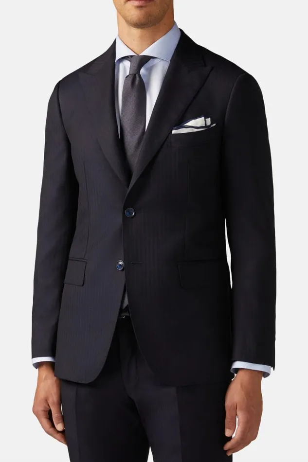 Suits Men Boggi Milano Navy Herringbone Weave Wool Peak Lapel Suit Navy Blue Suits Men Boggi Milano Navy Herringbone Weave Wool Peak Lapel Suit Navy Blue
