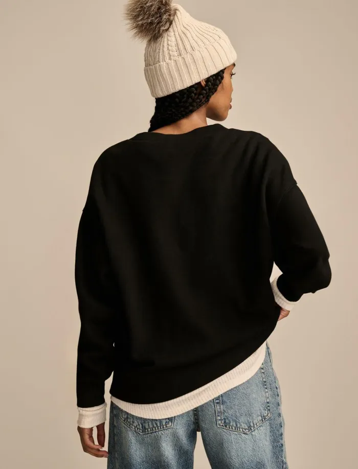 Sun And Moon Crew Neck Fleece Jet Black Women Lucky Brand Sweaters and Sweatshirts