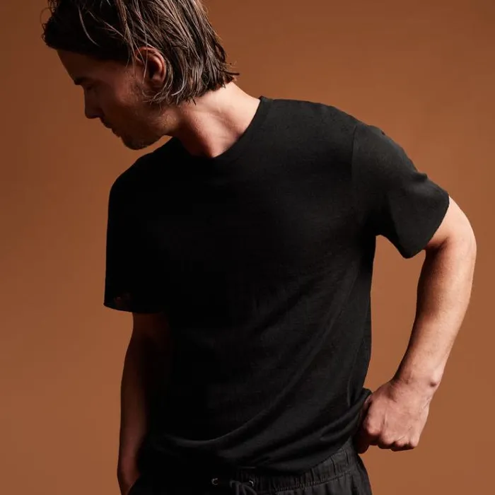 Sweaters Men James Perse Desert Linen Crew Blackblack