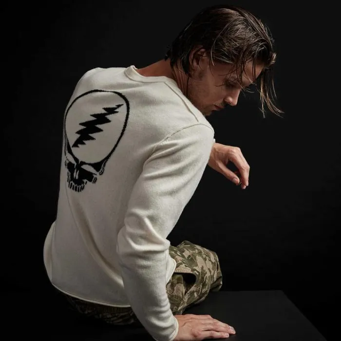Sweaters Men James Perse Grateful Dead Recycled Cashmere Sweater Ivory