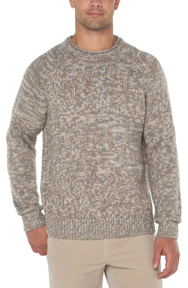 SWEATERS Men Liverpool Los Angeles ROLL NECK RAGLAN SWEATER Ivory Taupe Multi SWEATERS Men Liverpool Los Angeles ROLL NECK RAGLAN SWEATER Ivory Taupe Multi