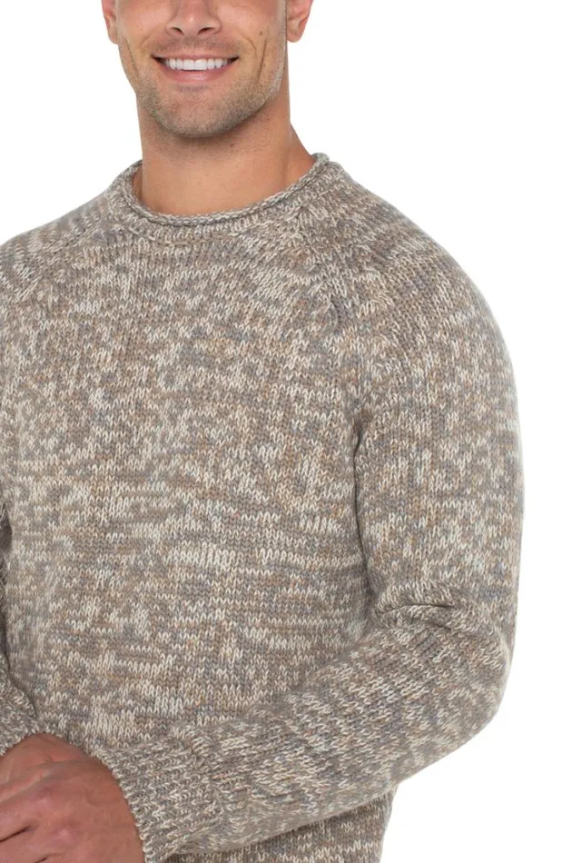 SWEATERS Men Liverpool Los Angeles ROLL NECK RAGLAN SWEATER Ivory Taupe Multi