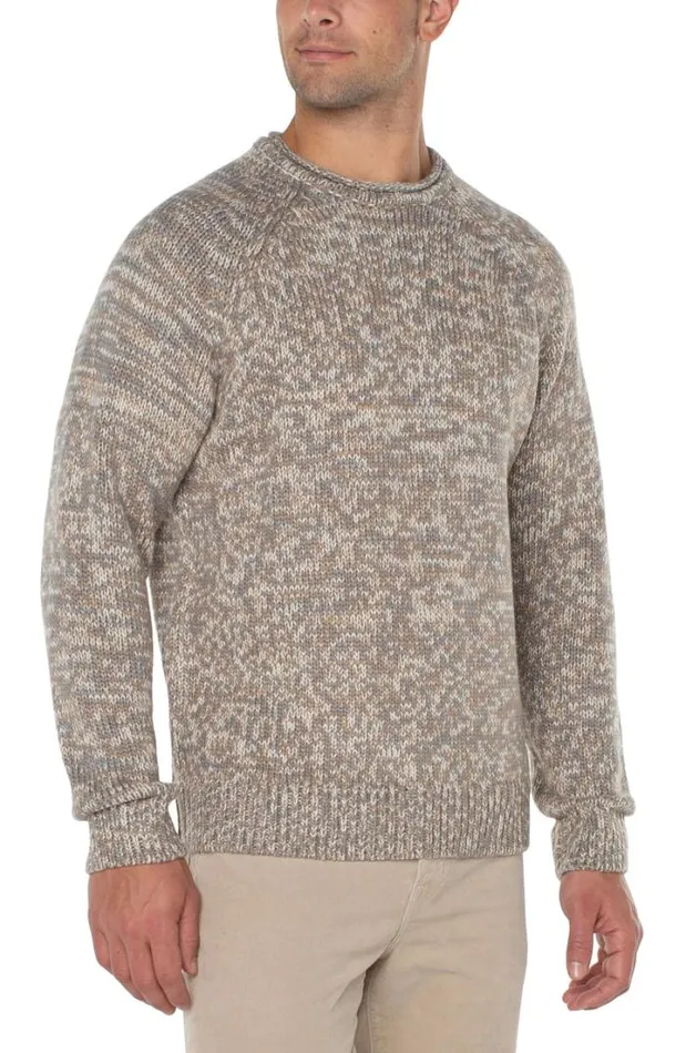 SWEATERS Men Liverpool Los Angeles ROLL NECK RAGLAN SWEATER Ivory Taupe Multi