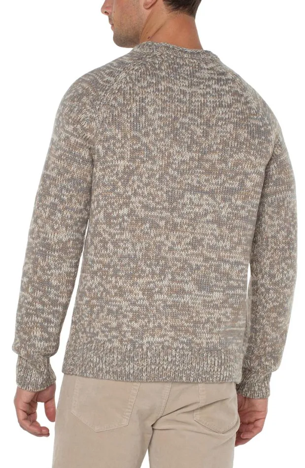 SWEATERS Men Liverpool Los Angeles ROLL NECK RAGLAN SWEATER Ivory Taupe Multi