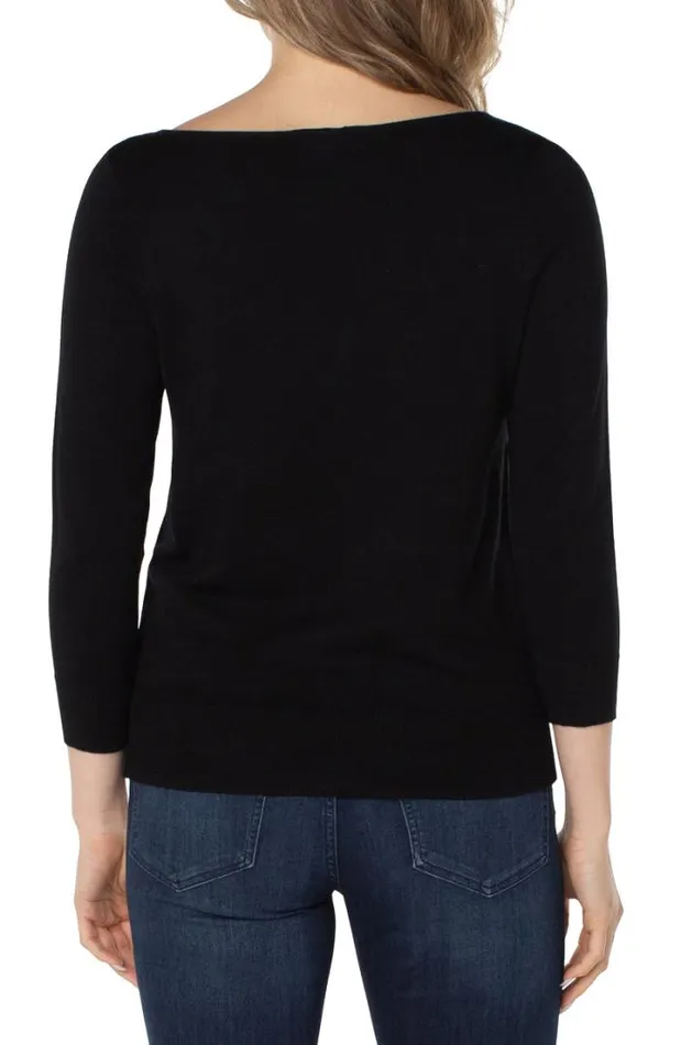 SWEATERS Women Liverpool Los Angeles 34 SLEEVE SWEATER WITH RHINESTONES Black