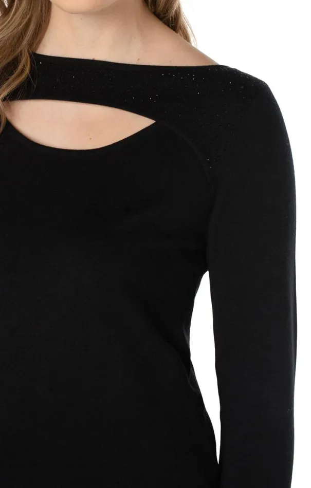 SWEATERS Women Liverpool Los Angeles 34 SLEEVE SWEATER WITH RHINESTONES Black
