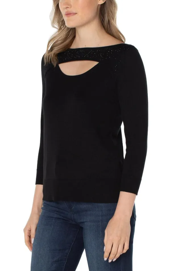 SWEATERS Women Liverpool Los Angeles 34 SLEEVE SWEATER WITH RHINESTONES Black