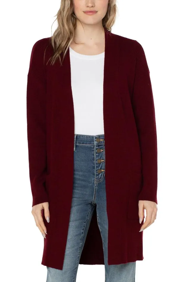 SWEATERS Women Liverpool Los Angeles OPEN FRONT CARDIGAN SWEATER Deep Red Velvet SWEATERS Women Liverpool Los Angeles OPEN FRONT CARDIGAN SWEATER Deep Red Velvet