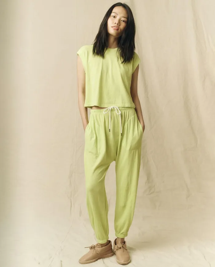 Sweatpants Women The Great The Jersey Jogger Pant Lime Zest