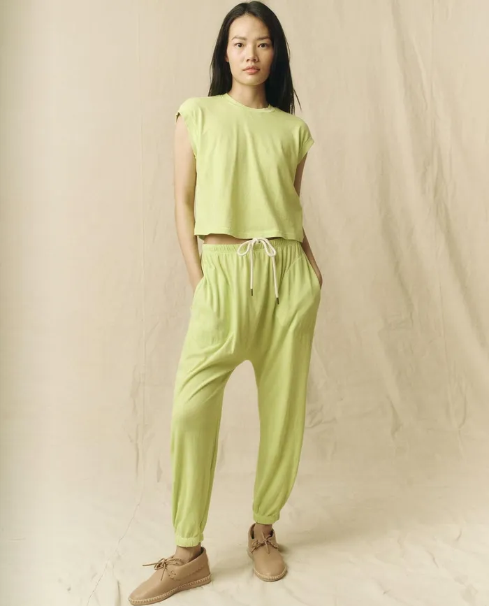 Sweatpants Women The Great The Jersey Jogger Pant Lime Zest
