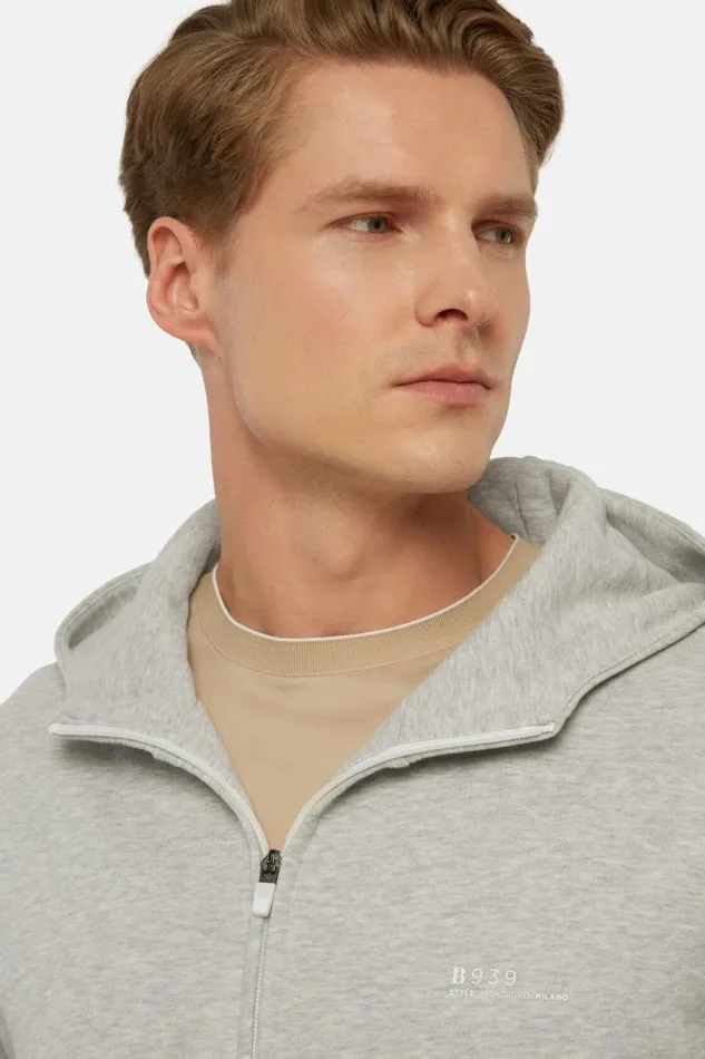 Sweatshirts And Joggers Men Boggi Milano FullZip Sweatshirt In Recycled Mixed Cotton Grey Sweatshirts And Joggers Men Boggi Milano FullZip Sweatshirt In Recycled Mixed Cotton Grey