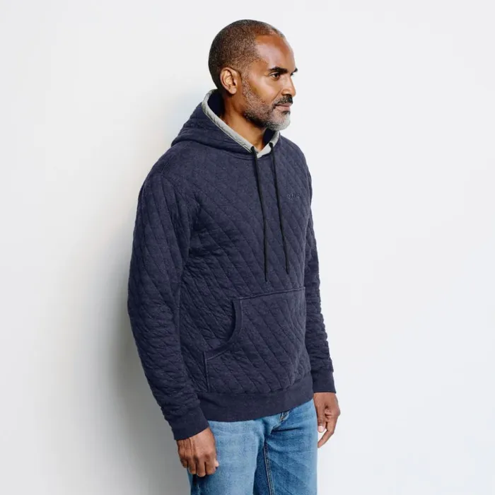 Sweatshirts Men Orvis Outdoor Quilted Hooded Sweatshirt Navy