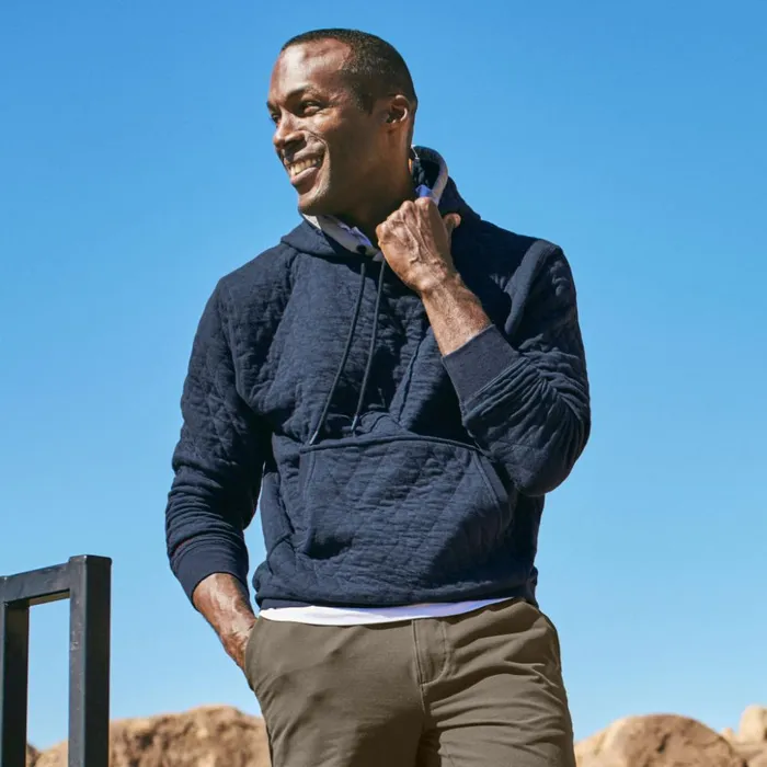Sweatshirts Men Orvis Outdoor Quilted Hooded Sweatshirt Navy