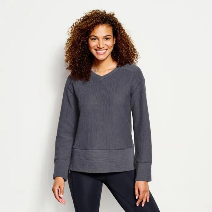 Sweatshirts Women Orvis Textured VNeck Sweatshirt Carbon