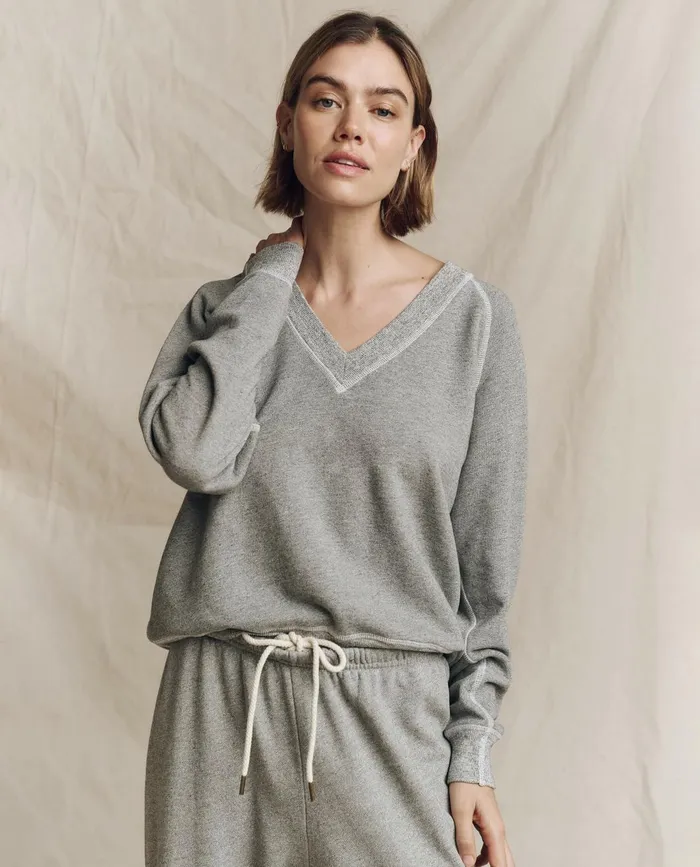 Sweatshirts Women The Great The V Varsity Grey