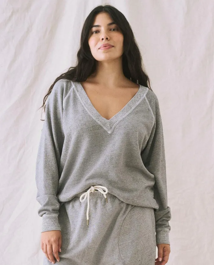 Sweatshirts Women The Great The V Varsity Grey Sweatshirts Women The Great The V Varsity Grey