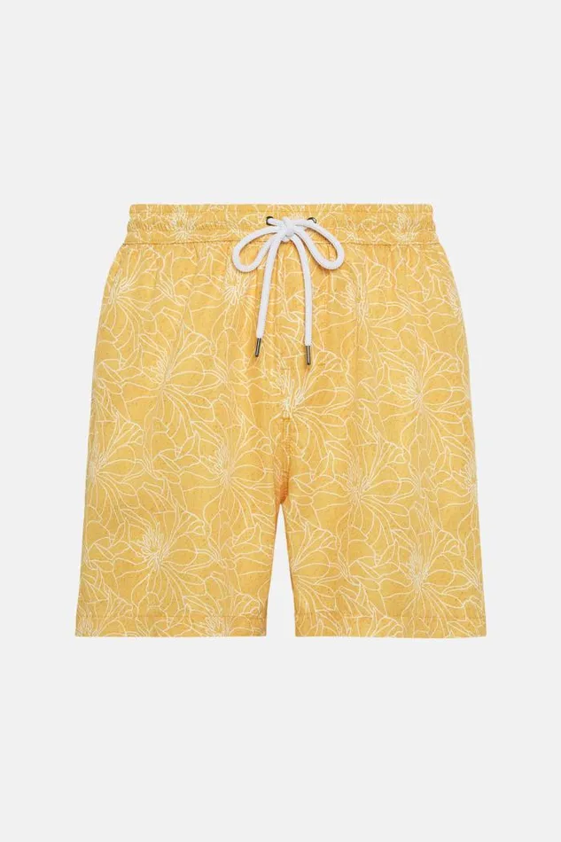 Swim Shorts Men Boggi Milano Floral Print Swimsuit Yellow Swim Shorts Men Boggi Milano Floral Print Swimsuit Yellow