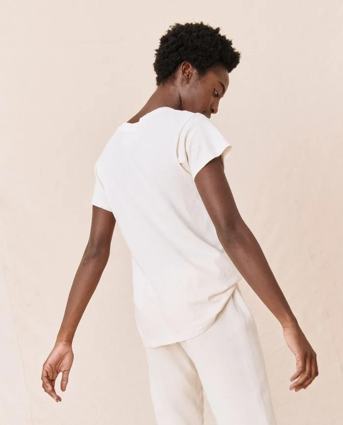 Tees Women The Great The Slim Tee Washed White Tees Women The Great The Slim Tee Washed White