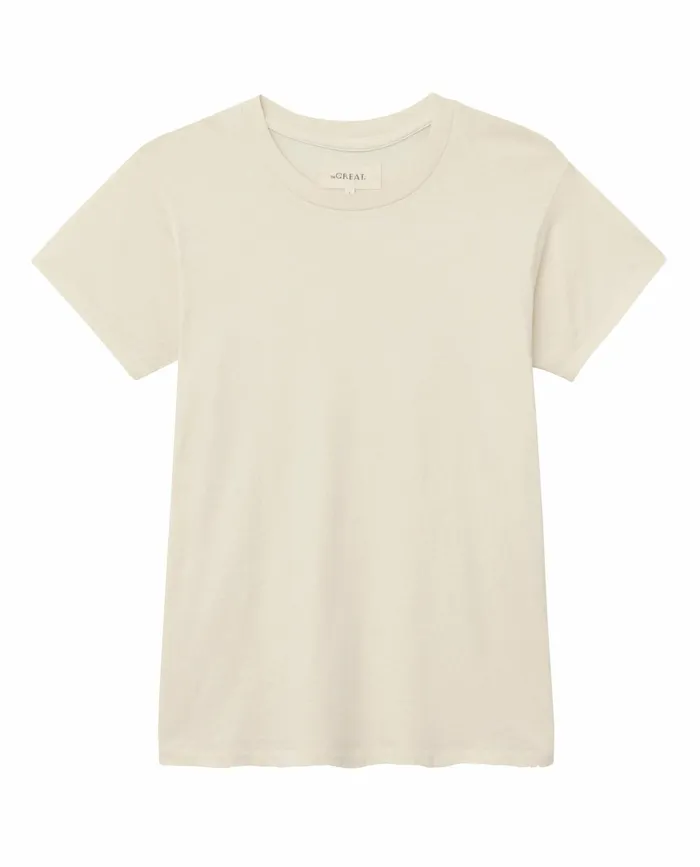 Tees Women The Great The Slim Tee Washed White Tees Women The Great The Slim Tee Washed White