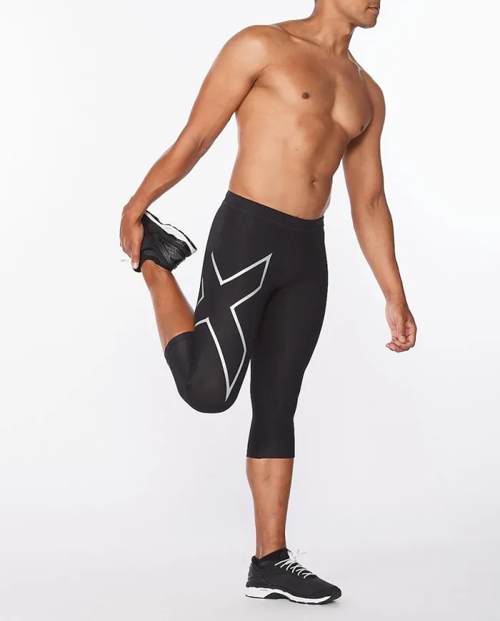 Tights Mens 2XU Core Compression 34 Tights Blacksilver