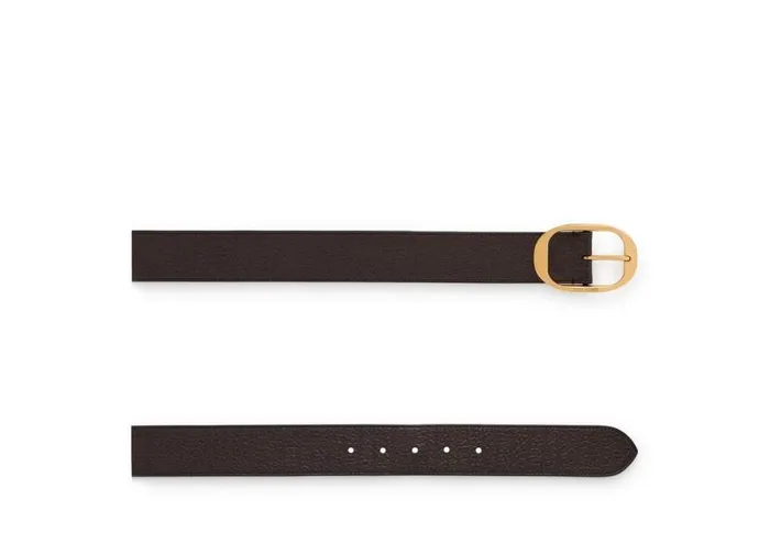 TOM FORD Belts Men GRAIN LEATHER OVAL BELT Chocolate TOM FORD Belts Men GRAIN LEATHER OVAL BELT Chocolate