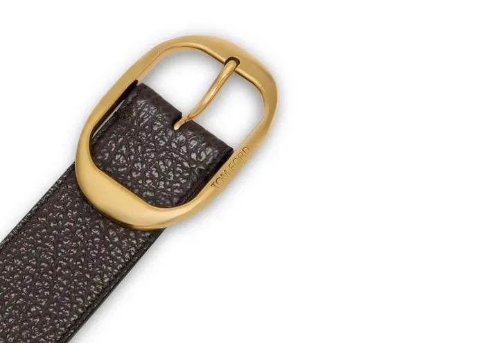 TOM FORD Belts Men GRAIN LEATHER OVAL BELT Chocolate TOM FORD Belts Men GRAIN LEATHER OVAL BELT Chocolate