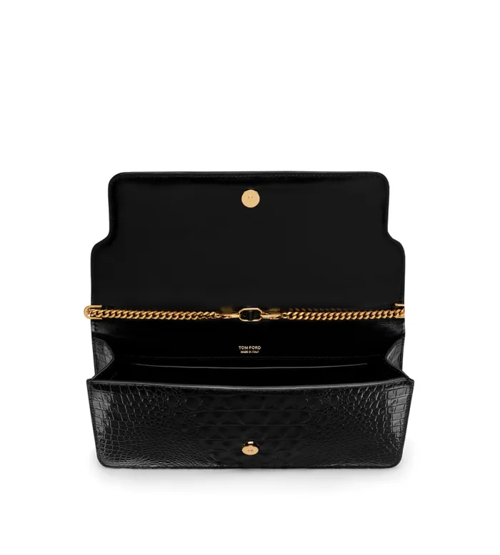 TOM FORD Clutches Women EMBOSSED CROC LEATHER WHITNEY EW SHOULDER BAG Black TOM FORD Clutches Women EMBOSSED CROC LEATHER WHITNEY EW SHOULDER BAG Black