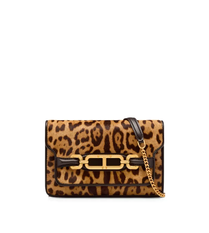 TOM FORD Clutches Women LEOPARD PRINT CALF HAIR WHITNEY SMALL SHOULDER BAG Brown Beige