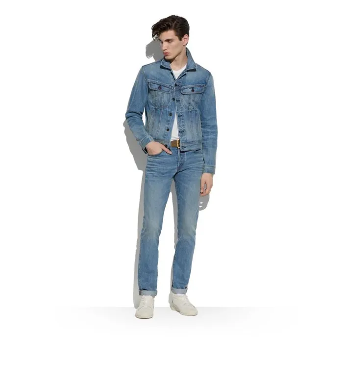 TOM FORD Denim Men AGED LIGHT WASH SLIM FIT DENIM Washed Blue TOM FORD Denim Men AGED LIGHT WASH SLIM FIT DENIM Washed Blue