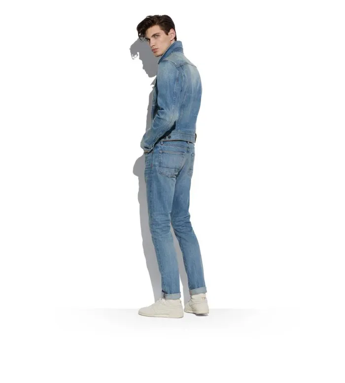 TOM FORD Denim Men AGED LIGHT WASH SLIM FIT DENIM Washed Blue TOM FORD Denim Men AGED LIGHT WASH SLIM FIT DENIM Washed Blue