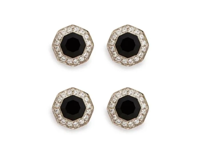 TOM FORD Jewelry Men DIAMOND ONYX OCTAGON STUDS White Gold Black