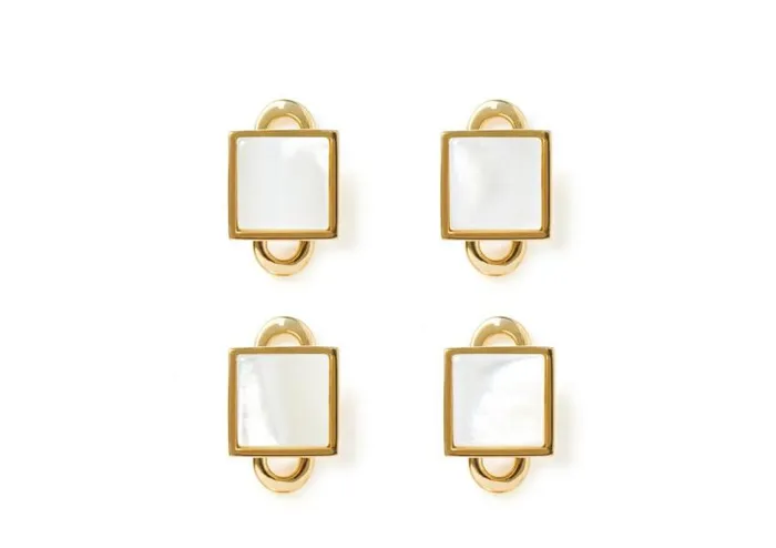 TOM FORD Jewelry Men GOLD AND PEARL SQUARE STUDS Goldpearl