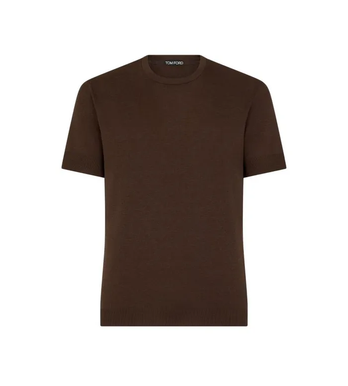 TOM FORD Knitwear Men PLACED RIB CREW NECK Chocolate