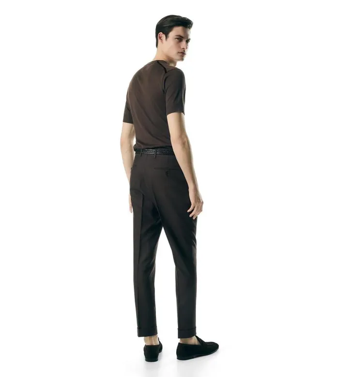 TOM FORD Knitwear Men PLACED RIB CREW NECK Chocolate TOM FORD Knitwear Men PLACED RIB CREW NECK Chocolate