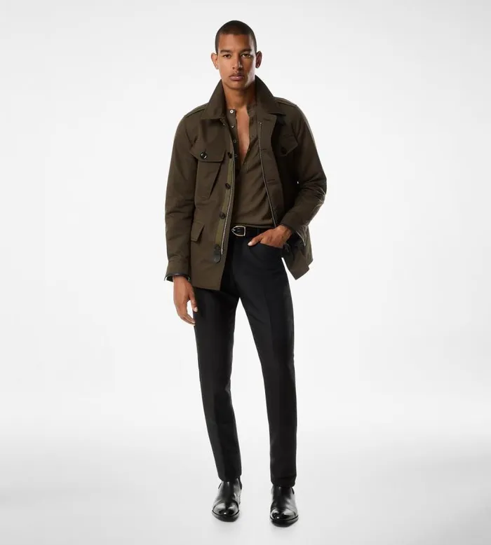 TOM FORD Outerwear Men COMPACT NYLON FOUR POCKET FIELD JACKET Dark Olive TOM FORD Outerwear Men COMPACT NYLON FOUR POCKET FIELD JACKET Dark Olive