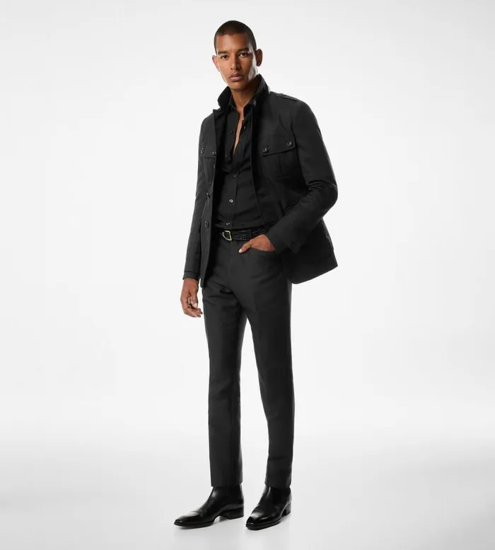 TOM FORD Outerwear Men COMPACT NYLON MILITARY JACKET Black TOM FORD Outerwear Men COMPACT NYLON MILITARY JACKET Black
